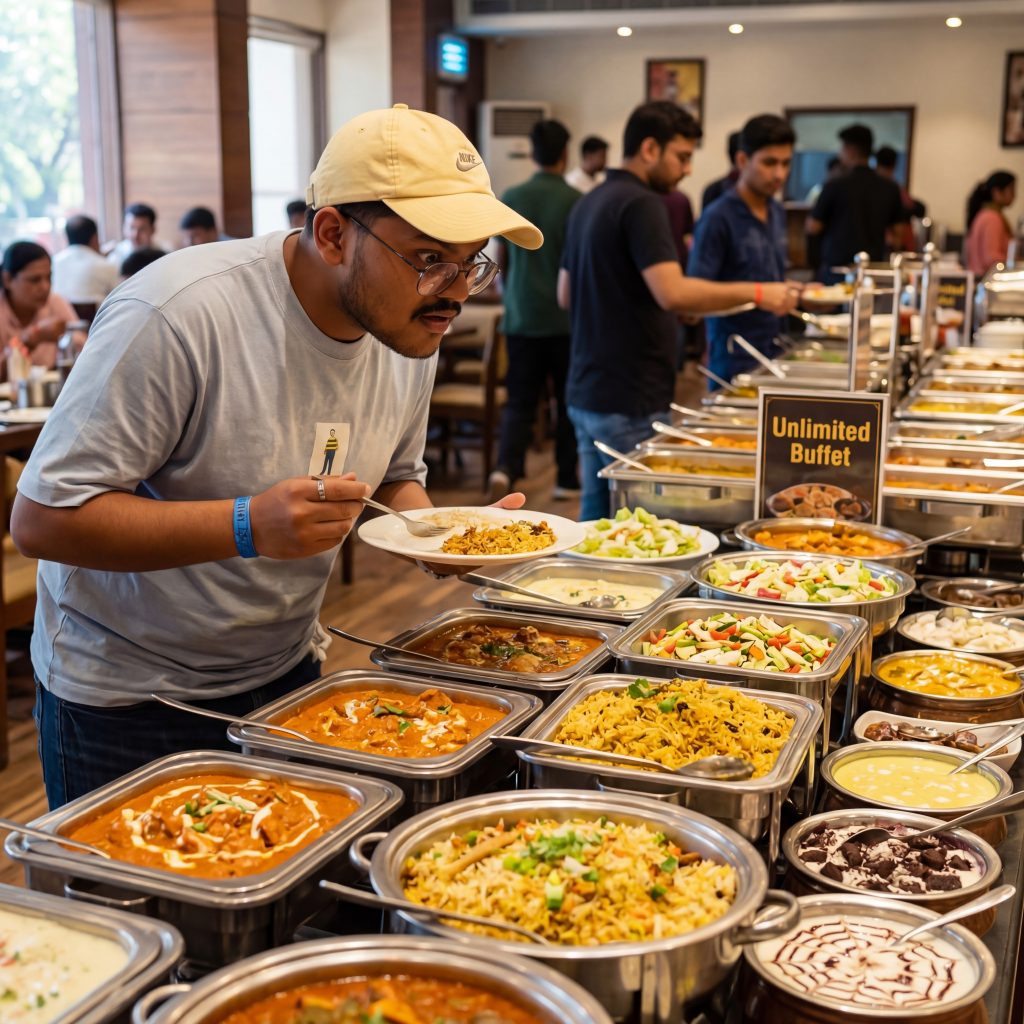 Unlimited food
Unlimited buffet
